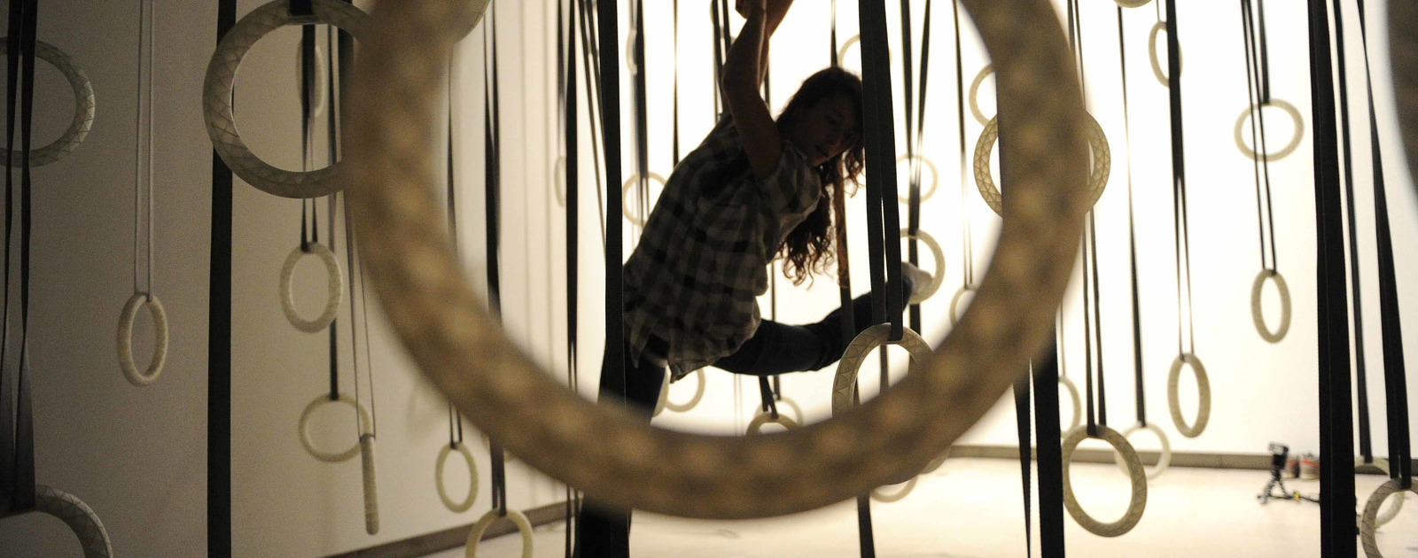 The Fact of Matter by William Forsythe at Move Choreographing You at the Hayward Gallery 2010 Dancer on Hoops by artist, William Forsyth at Hayward Gallery
